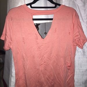 Papaya coral Distressed T-shirt